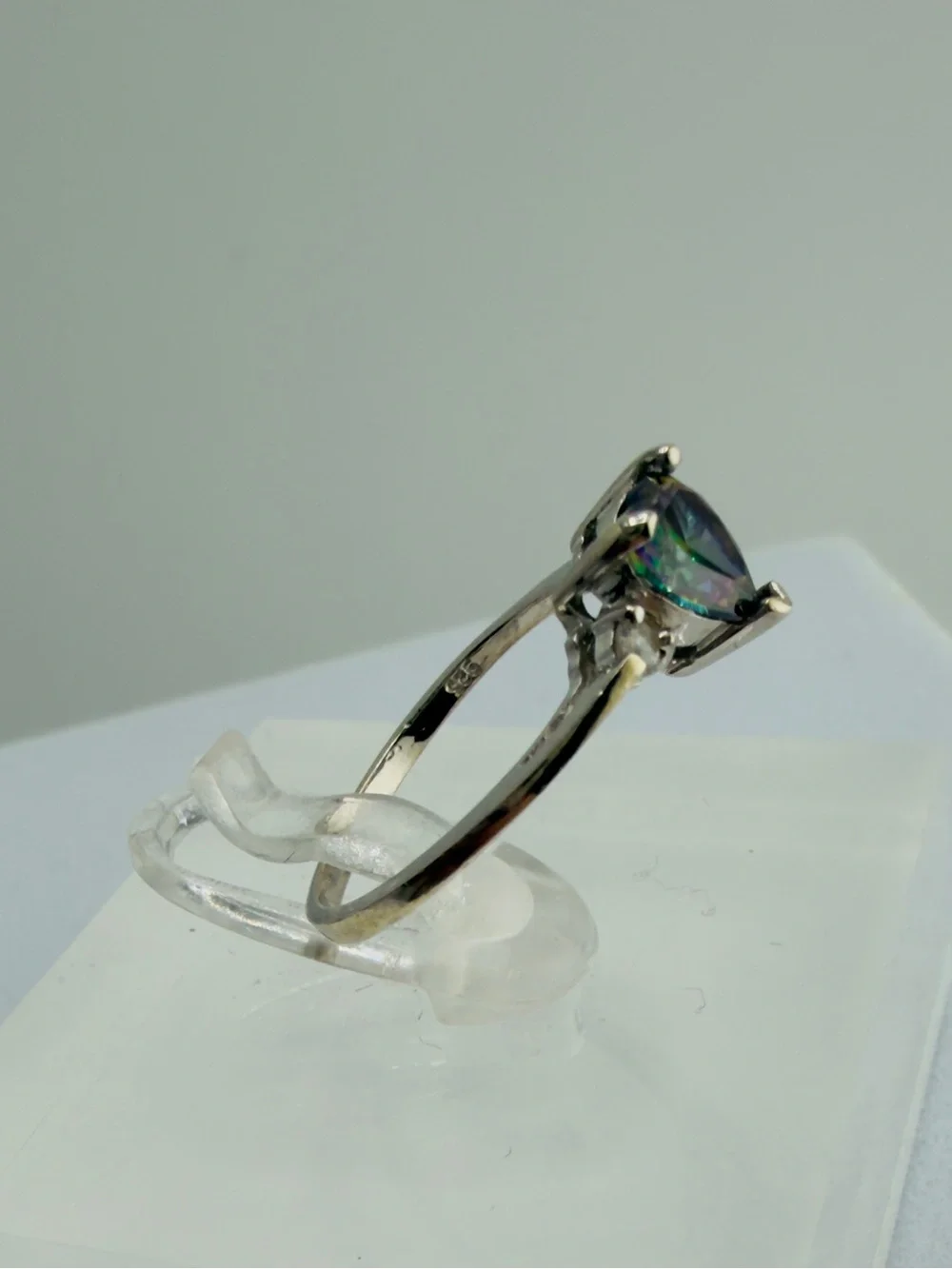 Sterling Silver Dainty Heart Shape Mystic Topaz Ring Size 5